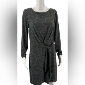 Loft Gray with Black polka dots Long-Sleeve Dress